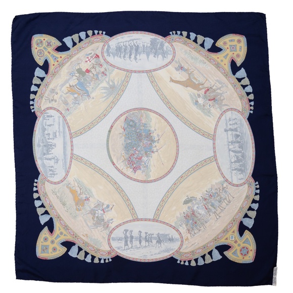 Hermès “Cavaliers Peuls” Silk‎ Scarf by J. de Fougerolle | 90cm - Picture 2 of 12